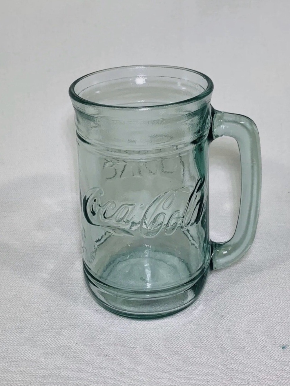 Vintage Coca-Cola Green Glass Stein Mug with Handle 16oz Coke